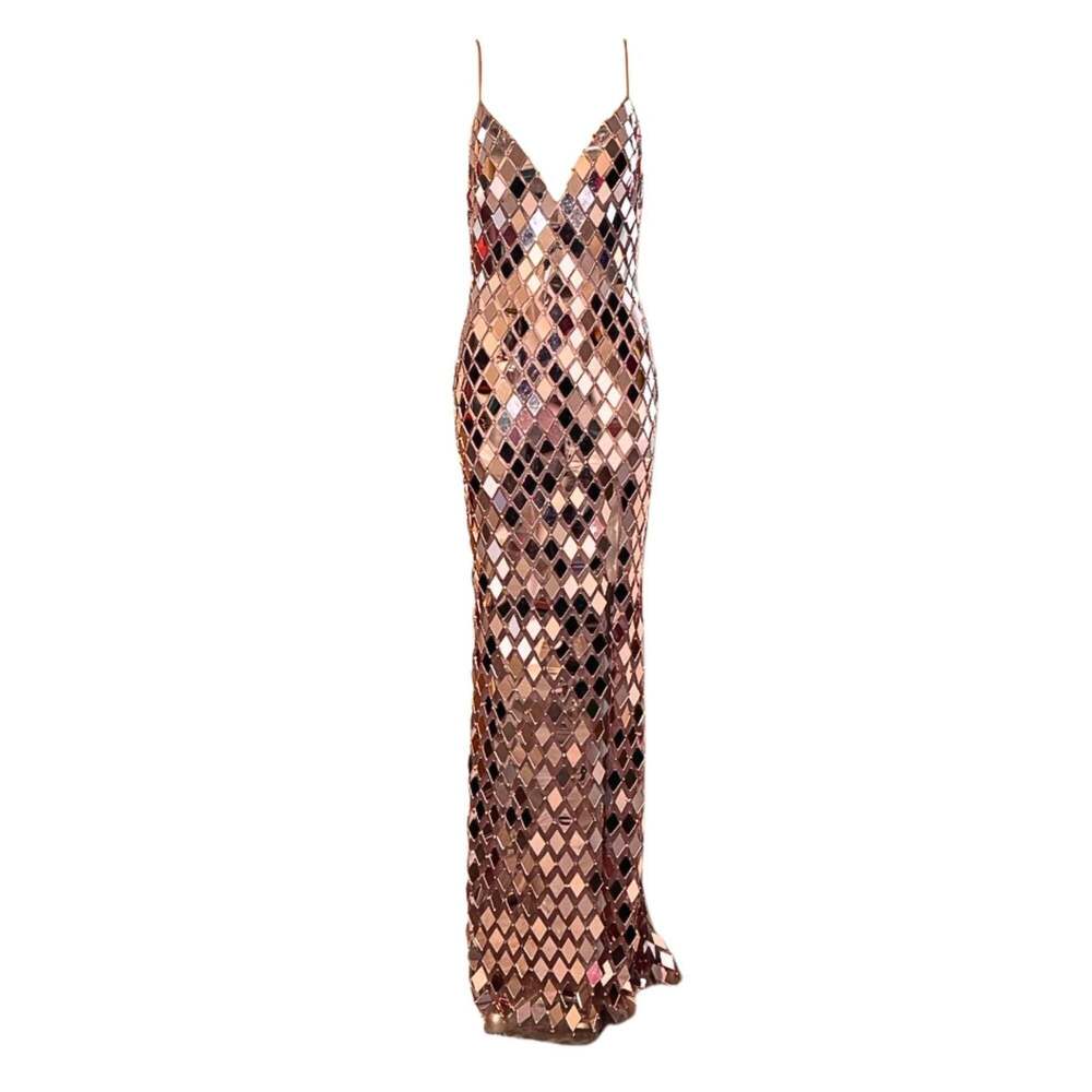 Cult Moda - Beaded Mirror Column Prom Gown - FR 42